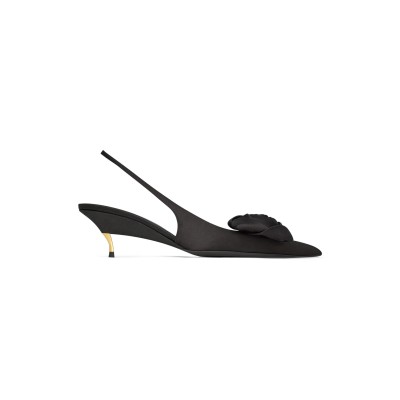 YSL DAKOTA SLINGBACK PUMPS IN SATIN CREPE 8476609QNAG1000